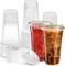 24 oz. Clear Cups with Straw less Sip-Lids, PET Crystal Clear Disposable 24 oz Plastic Coffee Cups with Lids